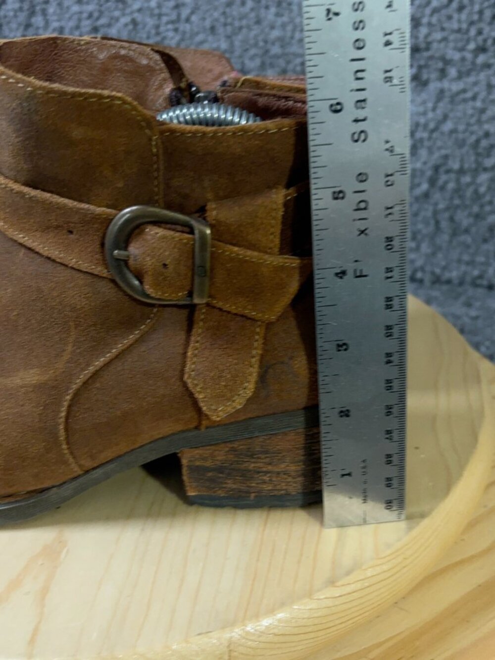 Born Morocco Boots Womens Size 7 Brown Distressed Suede Block Heel Ankle Booties - Picture 5 of 9
